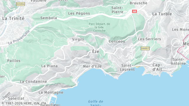Carte de la zone d'intervention à Èze