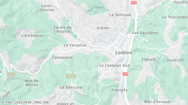 Carte de la zone d'intervention à Lodève