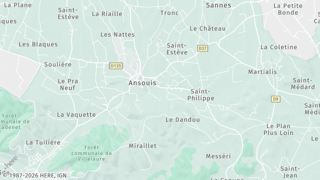 Carte de la zone d'intervention à Ansouis