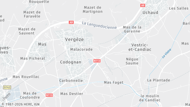 Carte de la zone d'intervention à Vergèze