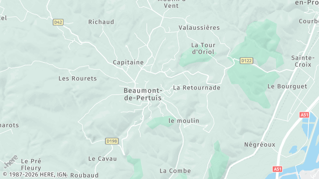 Carte de la zone d'intervention à Beaumont-de-Pertuis