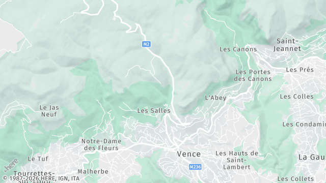 Carte de la zone d'intervention à Vence