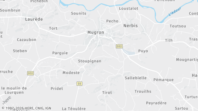 Carte de la zone d'intervention à Mugron