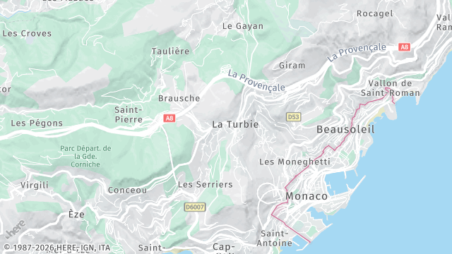 Carte de la zone d'intervention à La Turbie