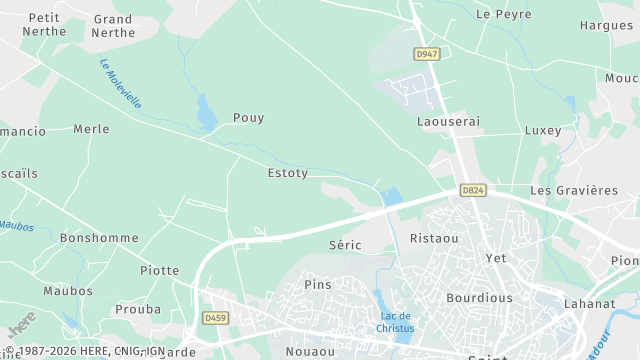 Carte de la zone d'intervention à Saint-Paul-lès-Dax
