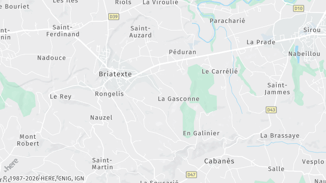 Carte de la zone d'intervention à Briatexte