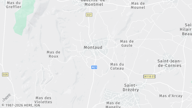 Carte de la zone d'intervention à Montaud