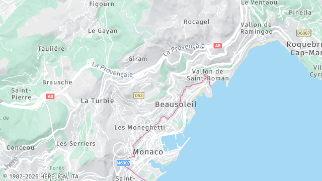 Carte de la zone d'intervention à Beausoleil