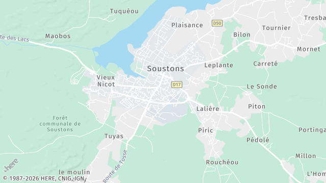 Carte de la zone d'intervention à Soustons