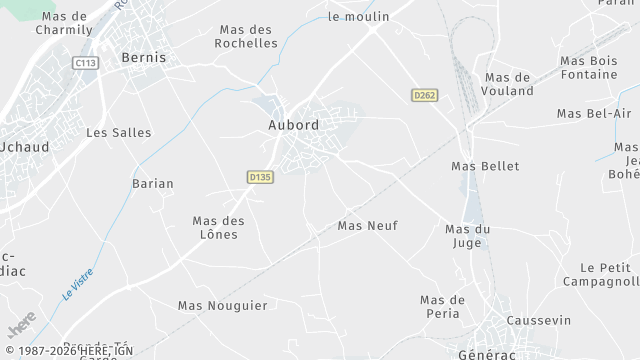 Carte de la zone d'intervention à Aubord