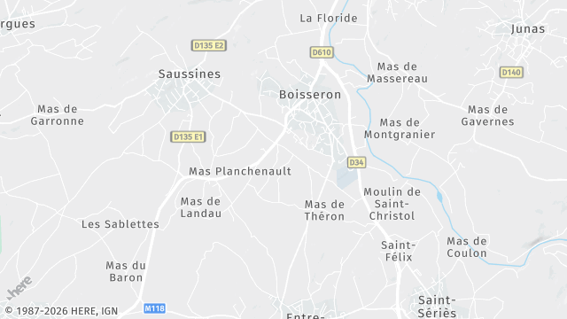 Carte de la zone d'intervention à Boisseron