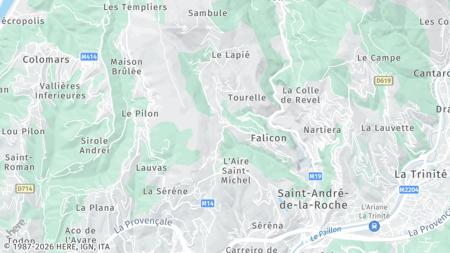 Carte de la zone d'intervention à Falicon