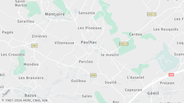 Carte de la zone d'intervention à Paulhac