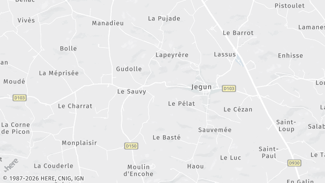 Carte de la zone d'intervention à Jegun