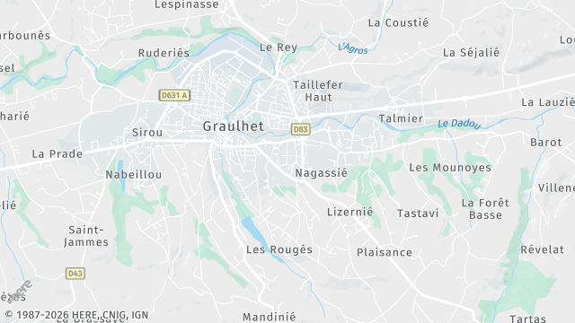 Carte de la zone d'intervention à Graulhet
