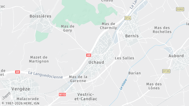 Carte de la zone d'intervention à Uchaud