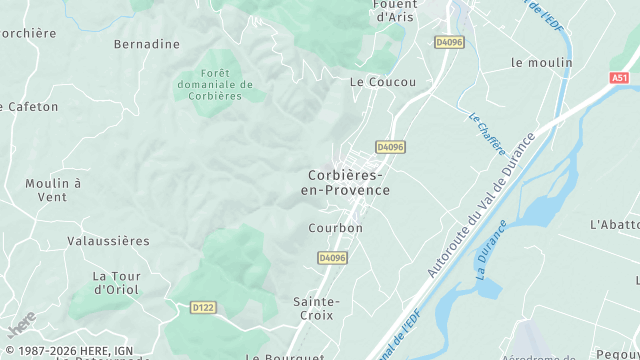 Carte de la zone d'intervention à Corbières-en-Provence