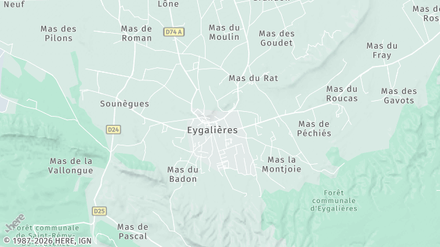 Carte de la zone d'intervention à Eygalières