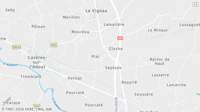 Carte de la zone d'intervention à Cazères-sur-l'Adour