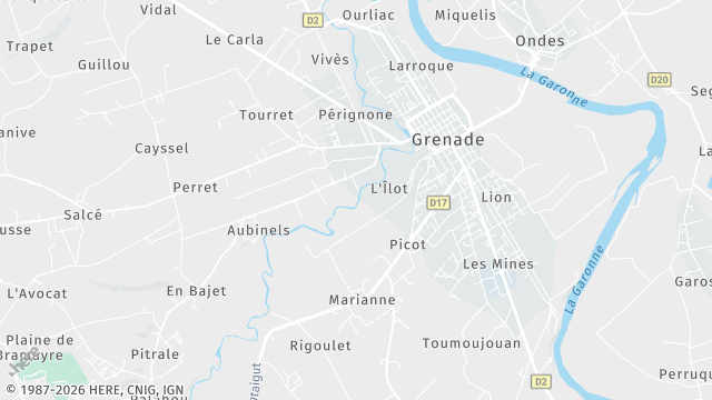 Carte de la zone d'intervention à Grenade