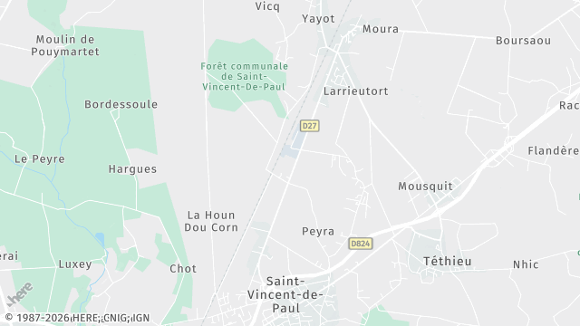 Carte de la zone d'intervention à Saint-Vincent-de-Paul