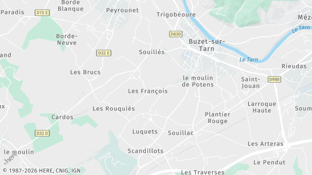 Carte de la zone d'intervention à Buzet-sur-Tarn