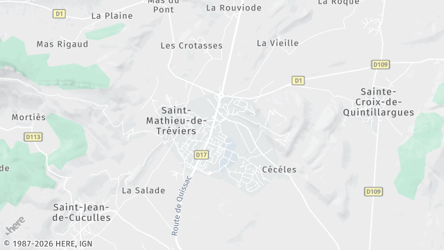 Carte de la zone d'intervention à Saint-Mathieu-de-Tréviers