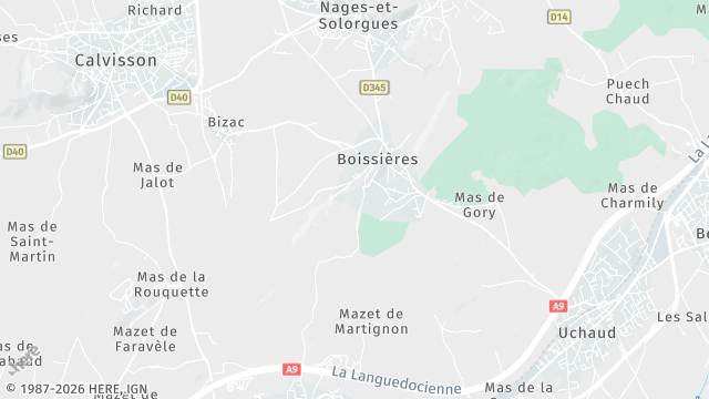 Carte de la zone d'intervention à Boissières