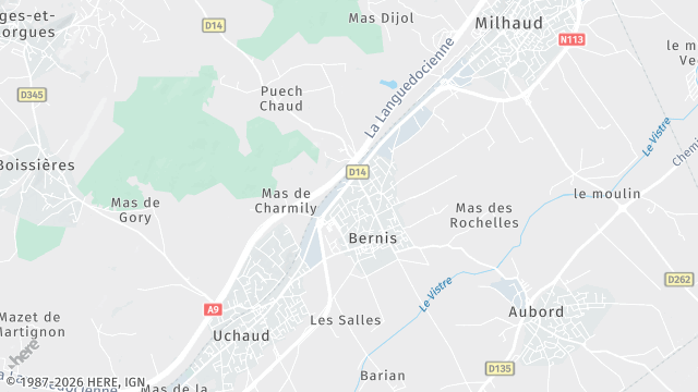 Carte de la zone d'intervention à Bernis