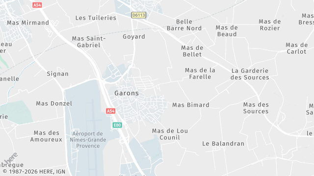 Carte de la zone d'intervention à Garons