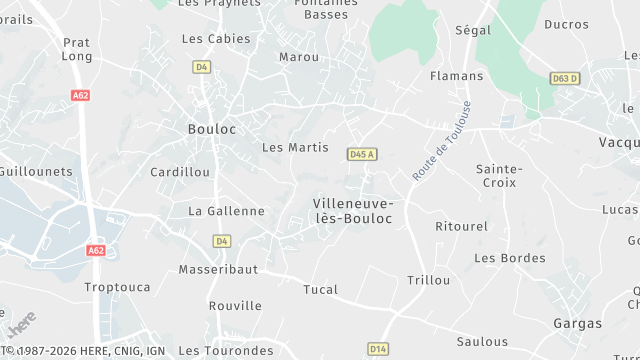 Carte de la zone d'intervention à Villeneuve-lès-Bouloc