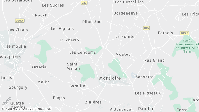 Carte de la zone d'intervention à Montjoire