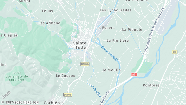 Carte de la zone d'intervention à Sainte-Tulle