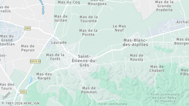 Carte de la zone d'intervention à Saint-Étienne-du-Grès