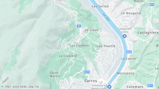 Carte de la zone d'intervention à Carros