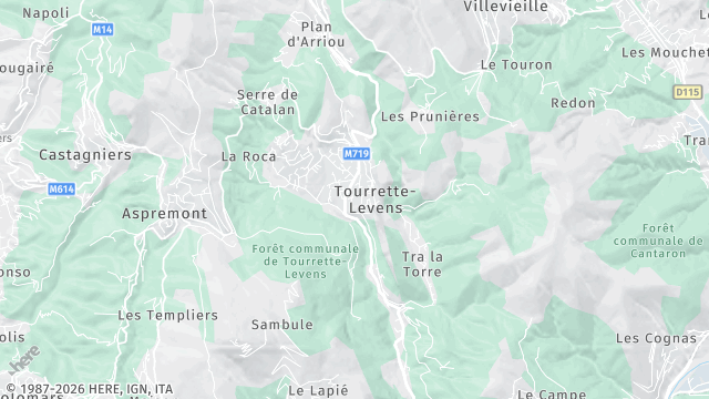 Carte de la zone d'intervention à Tourrette-Levens