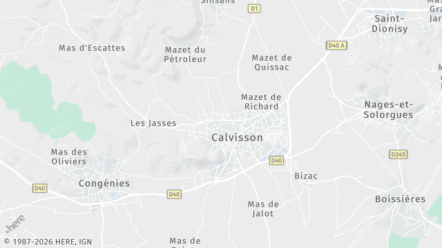 Carte de la zone d'intervention à Calvisson