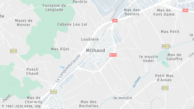 Carte de la zone d'intervention à Milhaud