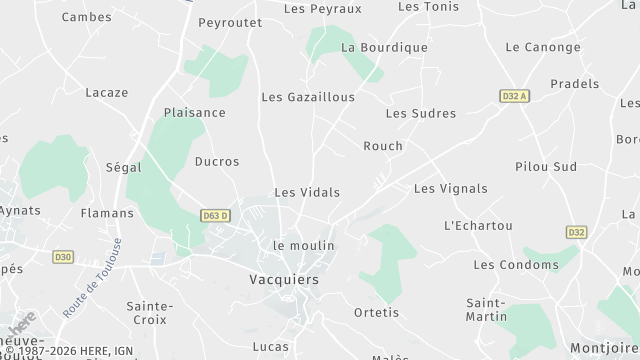 Carte de la zone d'intervention à Vacquiers