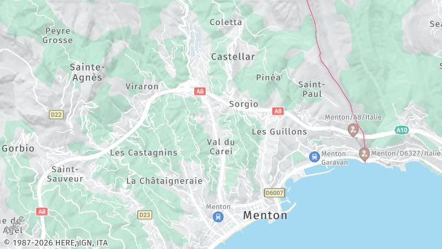 Carte de la zone d'intervention à Menton