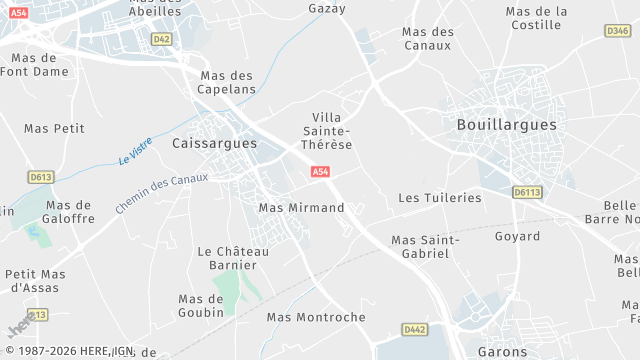 Carte de la zone d'intervention à Caissargues