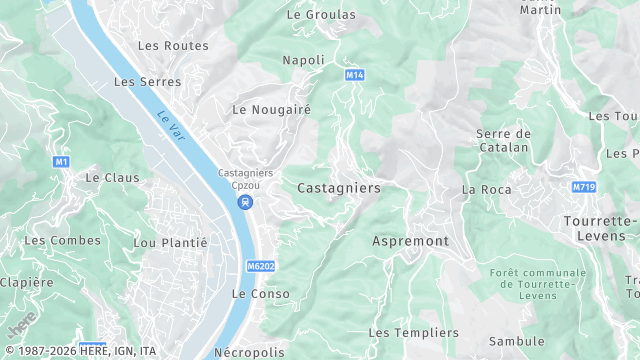 Carte de la zone d'intervention à Castagniers