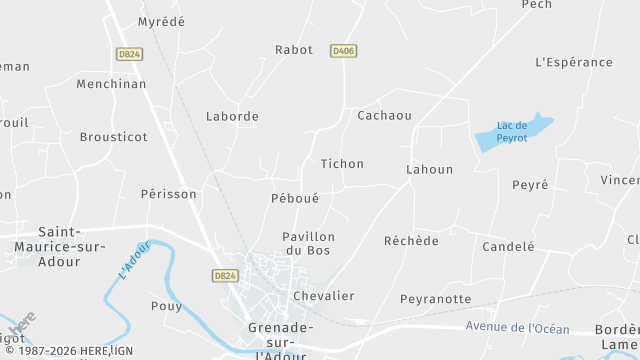 Carte de la zone d'intervention à Grenade-sur-l'Adour