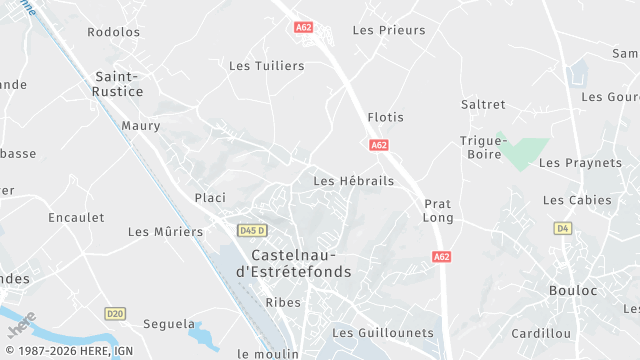 Carte de la zone d'intervention à Castelnau-d'Estrétefonds