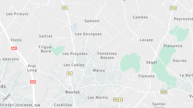 Carte de la zone d'intervention à Bouloc