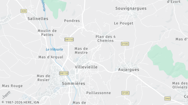 Carte de la zone d'intervention à Villevieille