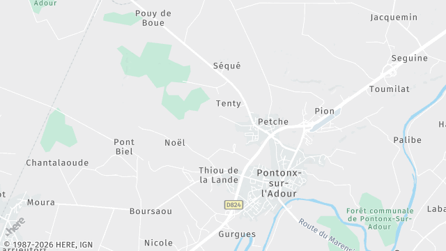 Carte de la zone d'intervention à Pontonx-sur-l'Adour