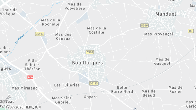 Carte de la zone d'intervention à Bouillargues