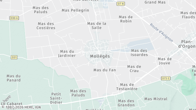 Carte de la zone d'intervention à Mollégès