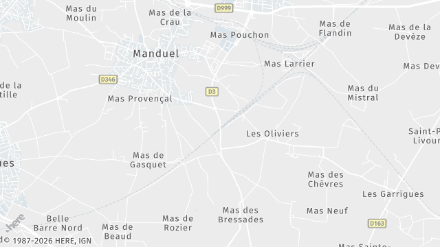 Carte de la zone d'intervention à Manduel